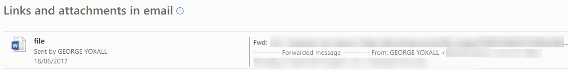 Office 365 Links and attachments in email section