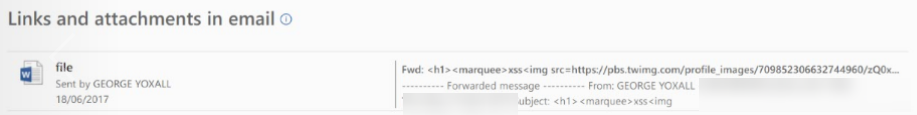 Patched — payload visible as raw text in the snippet